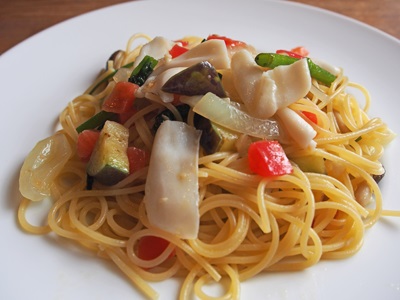銚子ヤリイカと千住市場野菜のスパゲティ
